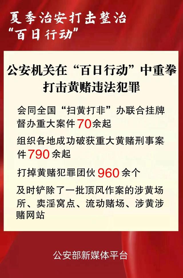 公安机关在百日行动中重拳打击黄赌违法犯罪,公安部重拳打击黄赌违法犯罪 第2张