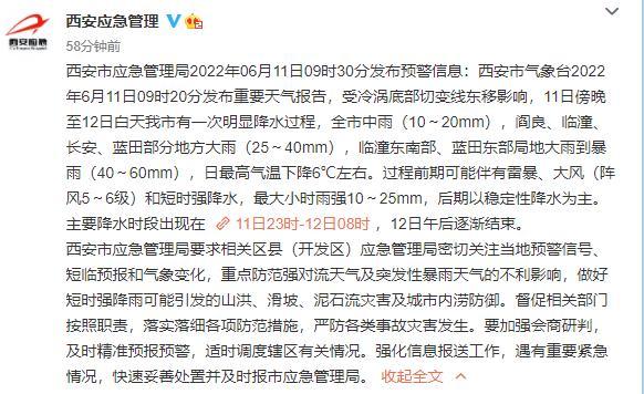 西安明后三天的天气穿啥？「西安天气报告：6月11日09时20分重要天气报告」  第3张