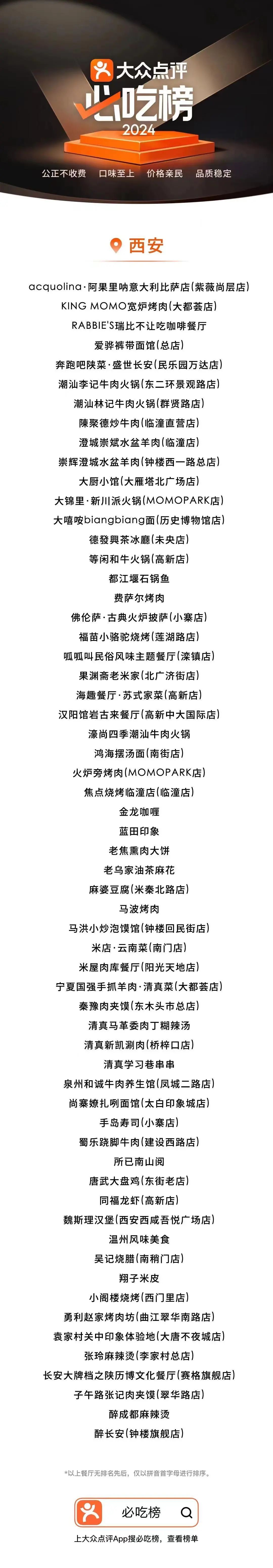 榜单“发现感”显著提升 大众点评2024年“必吃榜”正式发布！西安必吃榜再次火出圈-第1张图片