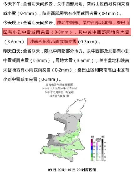 西安天气预报：小到中雪、雨夹雪、大雪，马上到！-第1张图片
